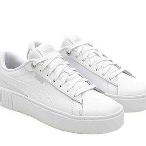 Puma Smash Platform White Leather Shoes Size 8